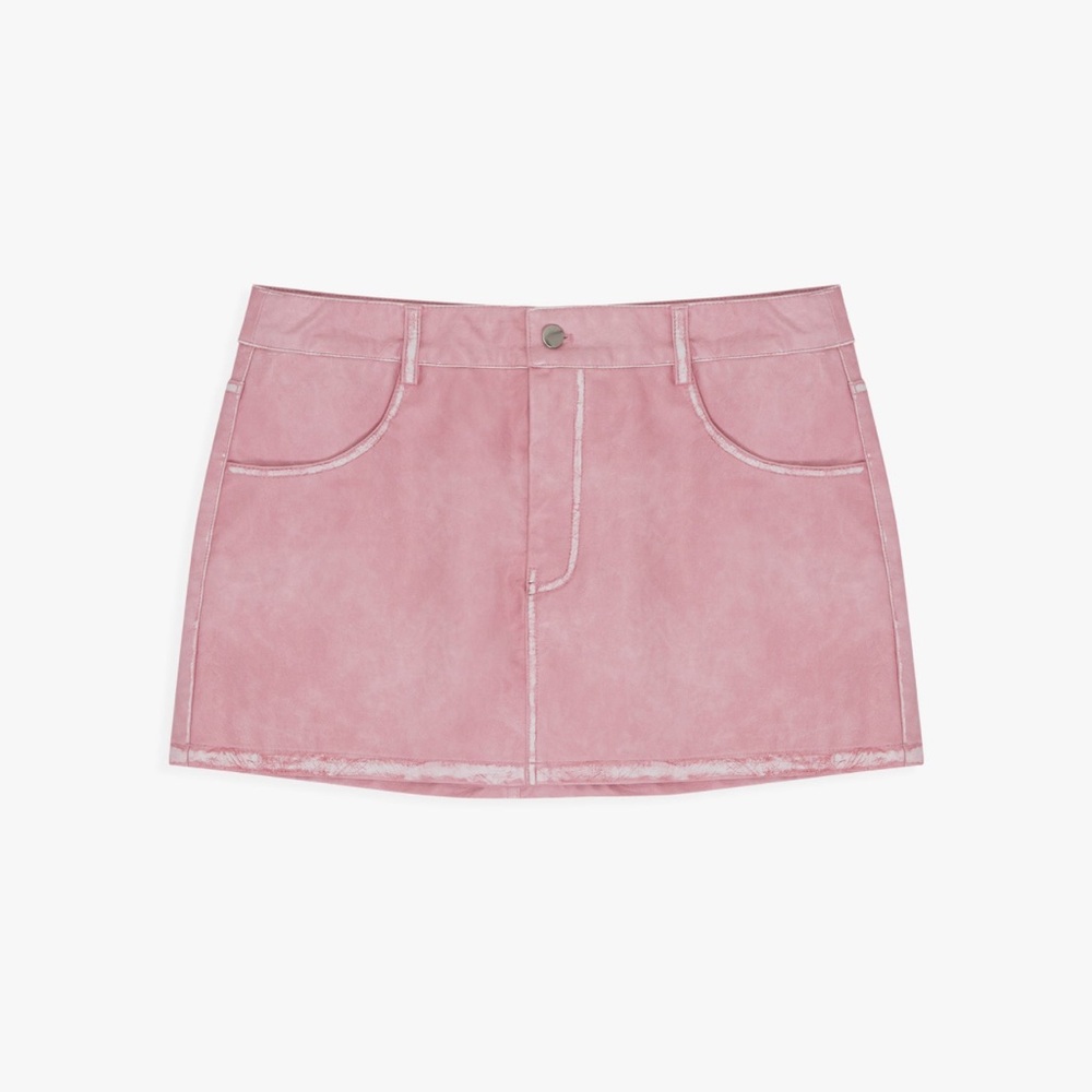 Lisa Says Gah x Polly Pocket Mariah Mini Skirt Pink Faux Leather Size S- NWOT - Picture 2 of 10